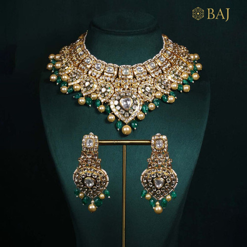 "Buy Bikaneri Gold Kundan Necklace Set | BAJ ".jpg