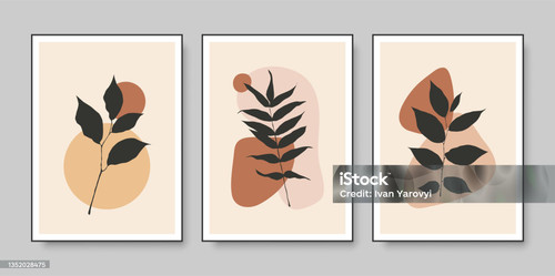 Set of creative floral contemporary hand painted illustrations for wall decoration, postcard or broc.jpg