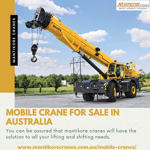 We are selling new and used mobile crane for sale in Australia.  Mantikore Cranes is here to do all the diligent work for you. We are giving the setup of the tower crane using our versatile crane reducing any pressure or stress related to the underlying setup stage. Mantikore Cranes is the cranes specialist with over 20 years’ experience in construction industries. We Provides best cranes for sale or hire. Our Crane is highly being used at construction sites to make the entire work stress-free and increase productivity.  you can hire a mobile crane, self-erecting cranes, and electric Luffing cranes, etc.  Also, get effective solutions for any requirements of your projects for the best price & service, visit our website today!

•	Consultation 1300626845.
•	Website:  https://mantikorecranes.com.au/mobile-cranes/
Address:  PO BOX 135 Cobbitty NSW, 2570 Australia
•	Email:  info@mantikorecranes.com.au 
•	Opening Hours:  Monday to Friday from 7 am to 7 pm
