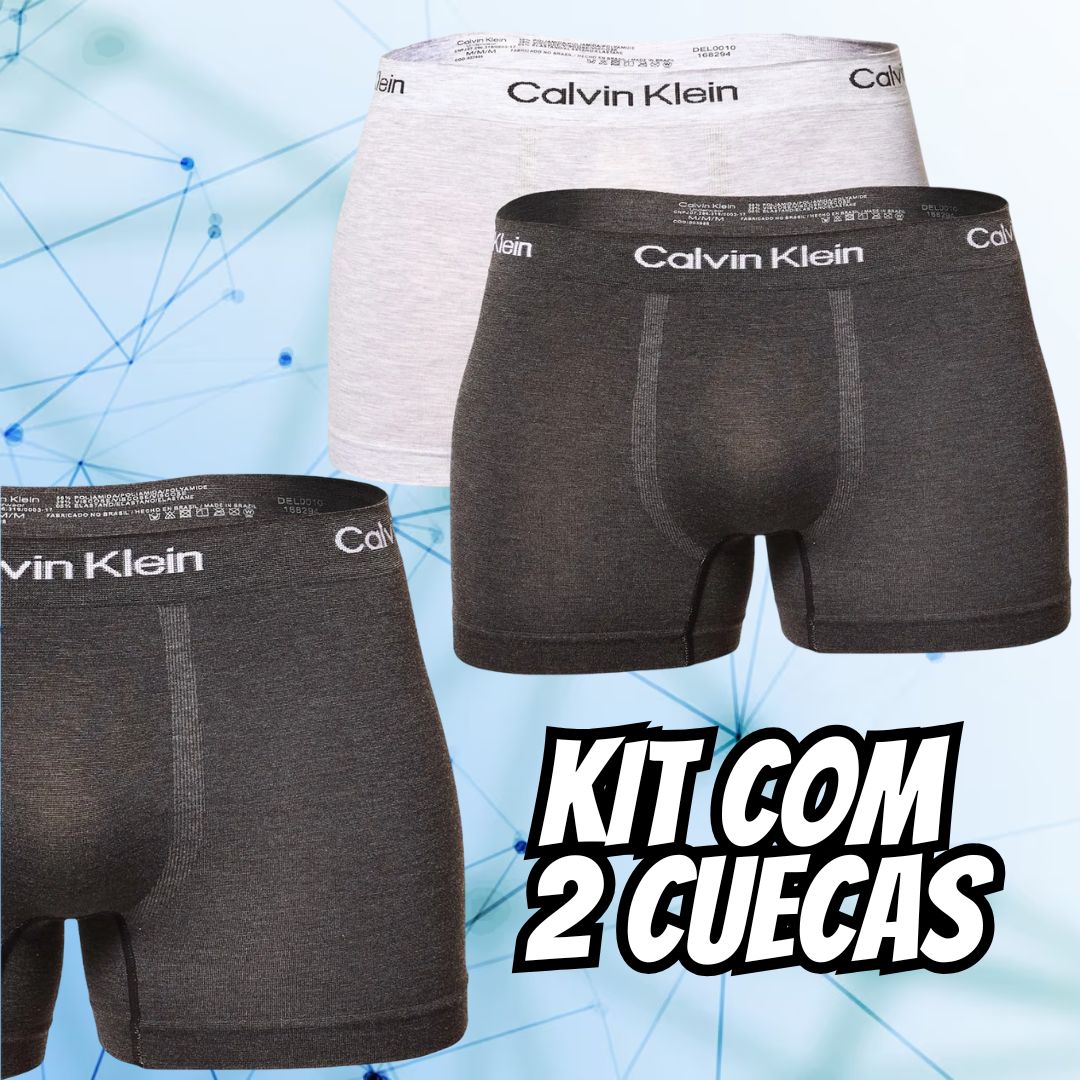 Kit Com 2 Cuecas Boxer Masculina Seamless Calvin Klein