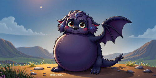  A charming illustration featuring a plush labradoodle with an absurdly large spherical belly reimag.jpg