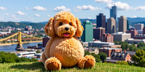  A whimsical scene featuring a toothless plush labradoodle with an absurdly large spherical belly kn.jpg