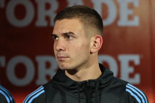 Argentina's forward #20 Franco Mastantuono looks on before the 2026 FIFA World Cup South American qu.jpg
