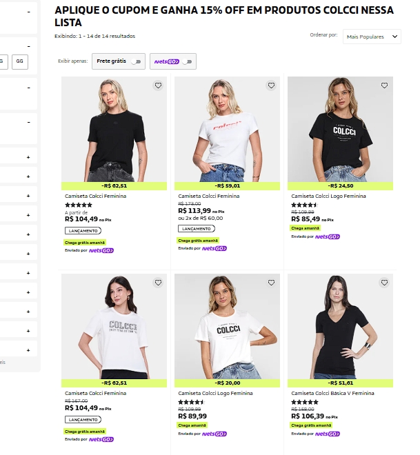 Seleção de Camisetas Femininas COLCCI com até 40% OFF + Cupom de 15%
