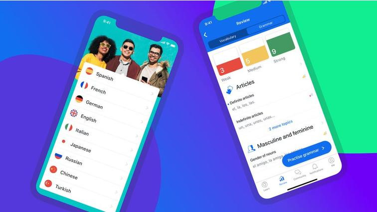 None Busuu interface on smartphone