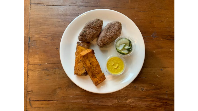 meatloaf and sweet potato meal on plate