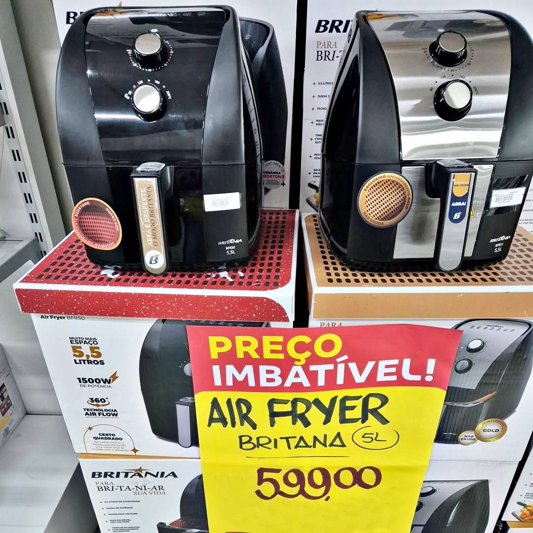 Britânia air fryer BFR51 5,5L antiaderente gold potência de 1500w cor preto