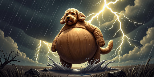  A highly dramatic reinterpretation of the original image featuring Big Belly Bob the plump labradoo.jpg