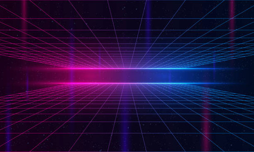Universe Retro Futuristic 80's Background 4K. Synthwave wireframe net video loop. Abstract digital b.jpg