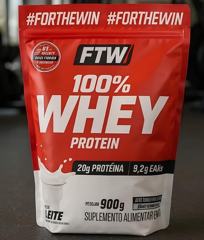 Whey Protein 100% Concentrado Refil 900g Sabor Leite – FTW
