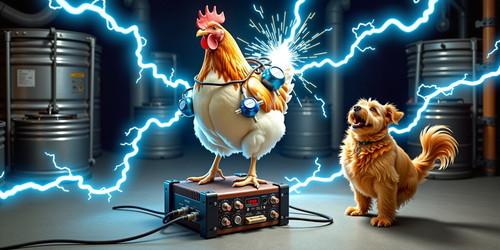 A dynamic and electrifying scene featuring Big Belly Bob the plump labradoodle with an absurdly lar.jpg