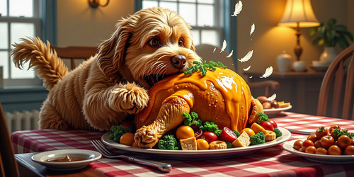  A comically exaggerated scene featuring Big Belly Bob the rotund labradoodle with an incredibly lar.jpg