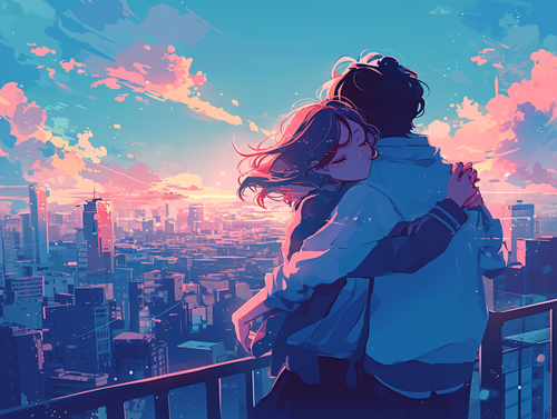 anime style boy girl couple.png
