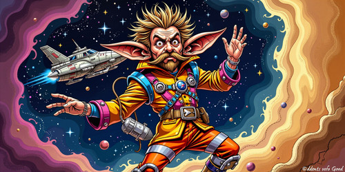  A whimsical and eccentric portrait of Zaphod Beeblebrox the two headed three armed President of the.jpg