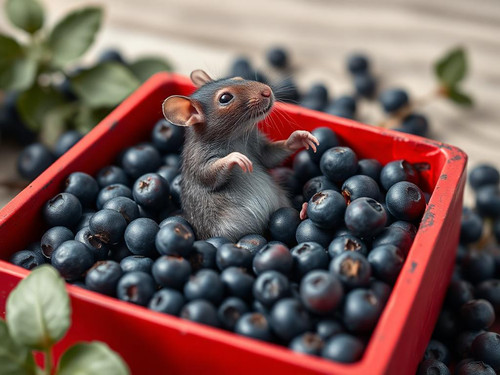 www.naked-ai.art - A red box of blue berries with a rat dancing inside.jpg
