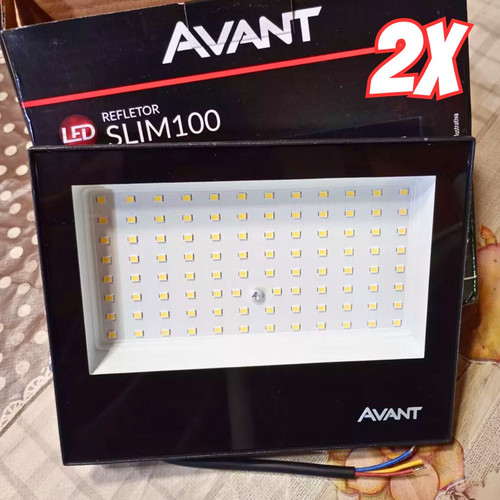 Kit 2 Refletor Avant 100W LED 6500K Branco Frio Externo Ip65 Cor da carcaça Preto.jpg