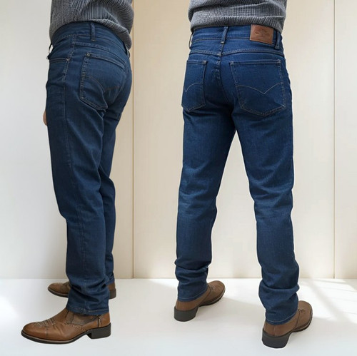 Calça Jeans Masculina Azul De Serviço Trabalho Reforçada.jpg