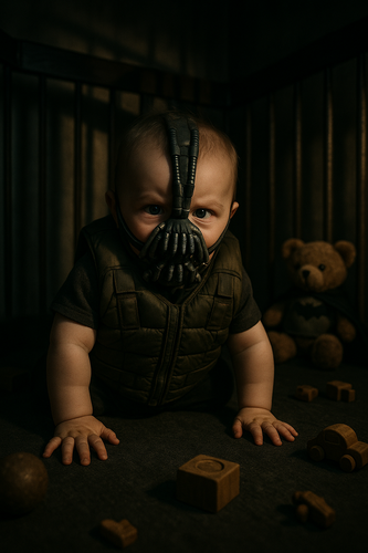 20250629 1941 Baby Bane Fortress simple compose 01jyzb9qvqep5tw6s66b9jwr70.png