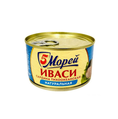 4607075852303 ИВАСИ САРДИНА 5 МОРЕЙ ТИХООКЕАНСКАЯ НАТУРАЛЬНАЯ 240 Г Ж.БАН..jpg