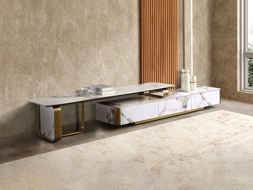 Vittoria Extendable Sintered Stone TV Unit - Gold Stainless Steel Base.jpg