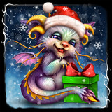 christmas dragon and gift box
