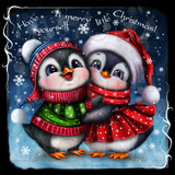 christmas penguins hugging