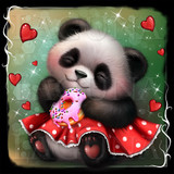 little panda and doughnut