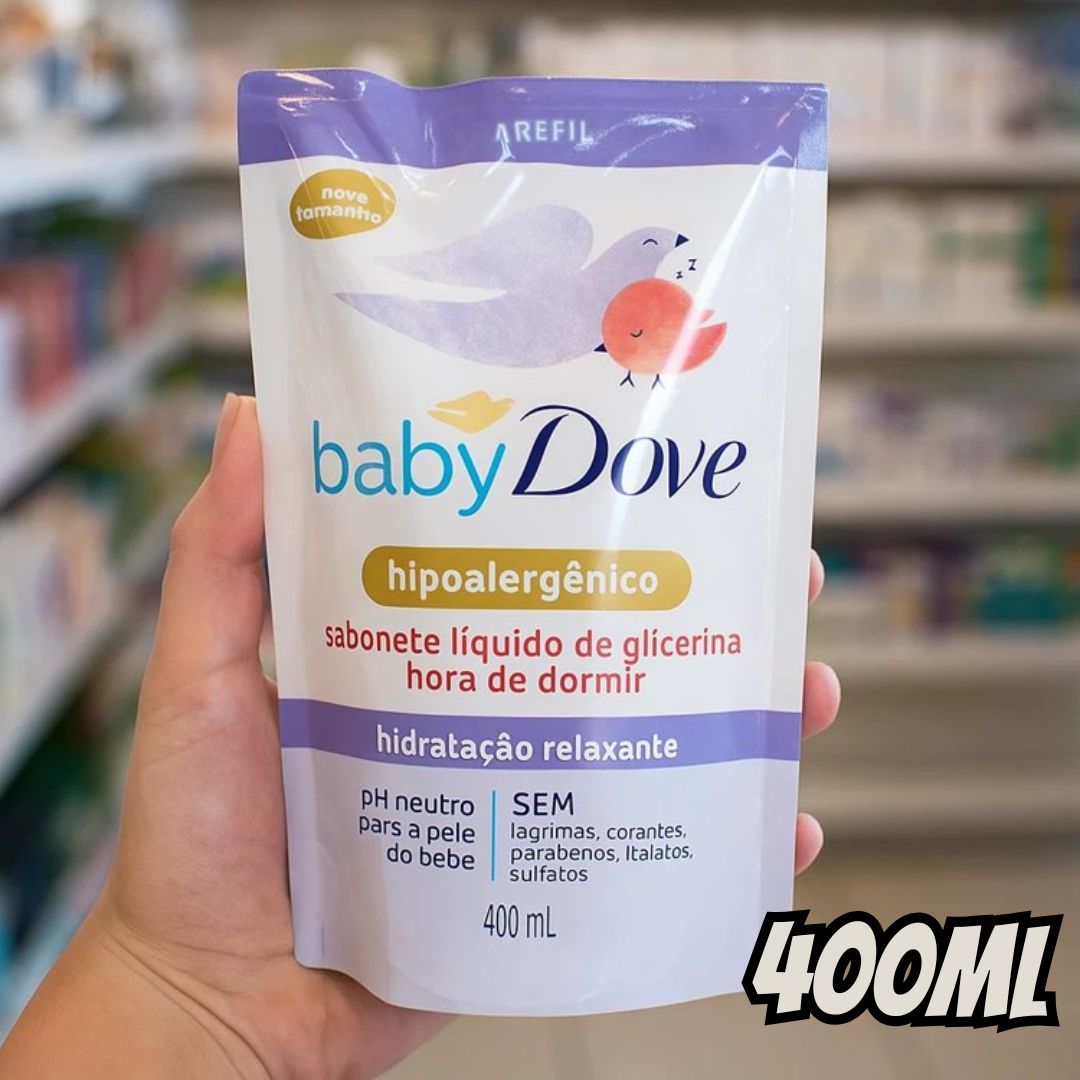 Dove Baby Sabonete Líquido de Glicerina Hidratação Relaxante Hora de Dormir 400ml Refil