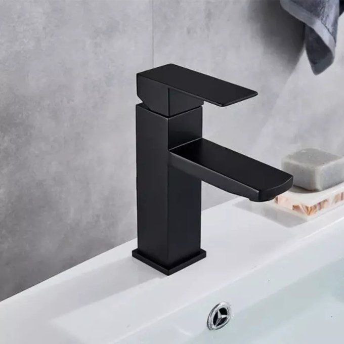 Torneira Zrz Luxo Moderno Lavabo Banheiros Luxo Curta Preto Acabamento Fosco
