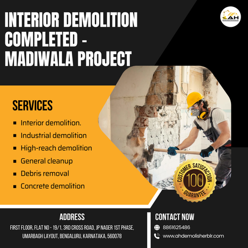 Interior demolition at a property in Madiwala was finished today.