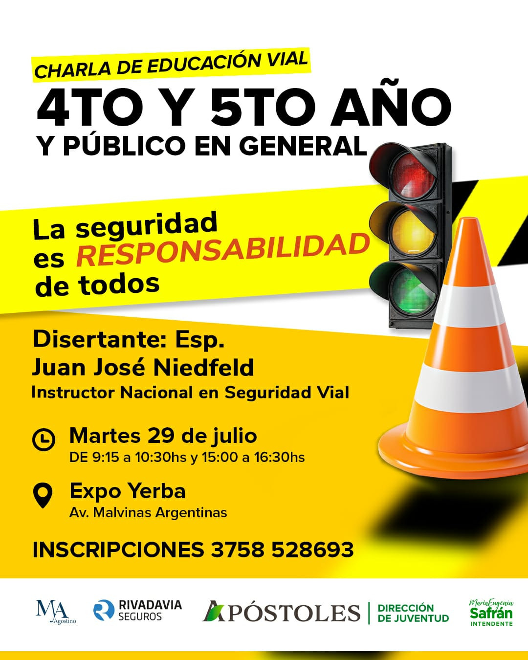 Charlas de Educación Vial para Alumnos y Público en General este 29 de Julio