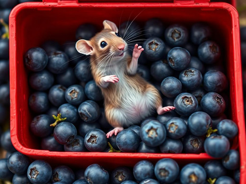 www.naked-ai.art - A red box of blue berries with a rat dancing inside.jpg