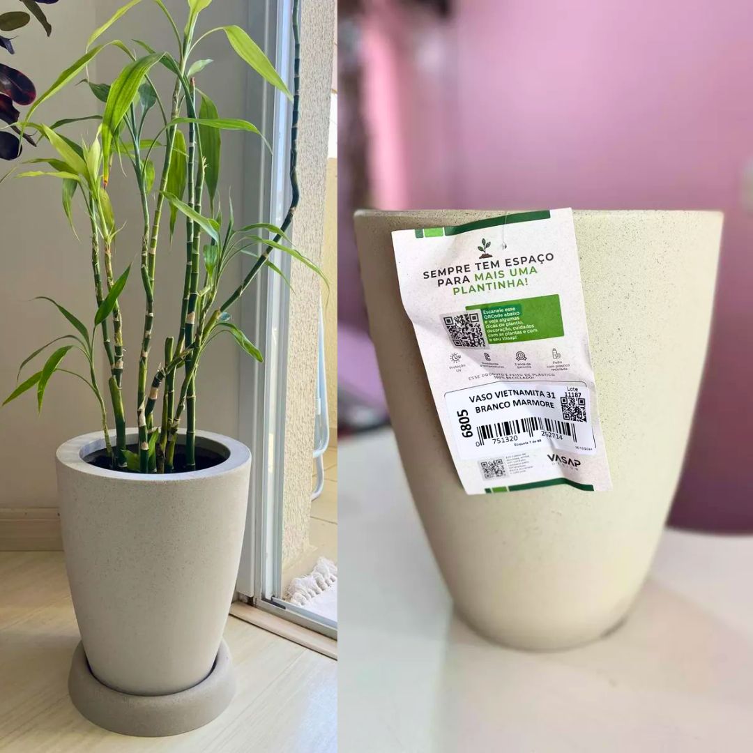 Vaso Para Plantas 31 Cor Branco Mármore