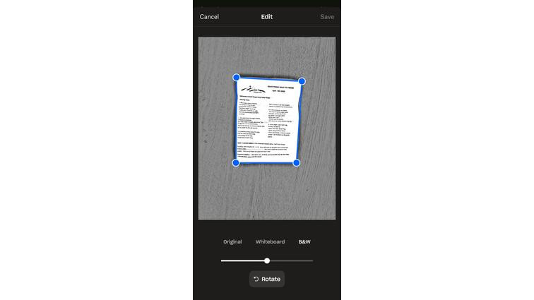 None A document with a blue outline around it.