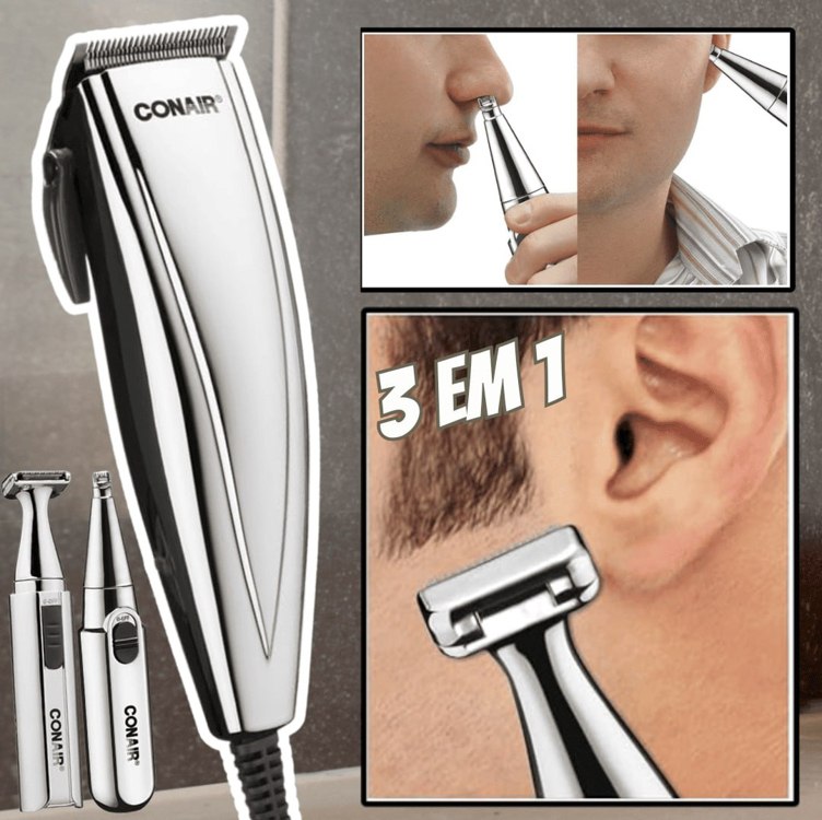 Máquina de Cortar Cabelo 3 em 1 Conair com Trimmer e Aparador de Nariz/Orelha 127V Máquina de Cortar Cabelo 3 em 1 Conair com Trimmer e Aparador de Nariz/Orelha 127V