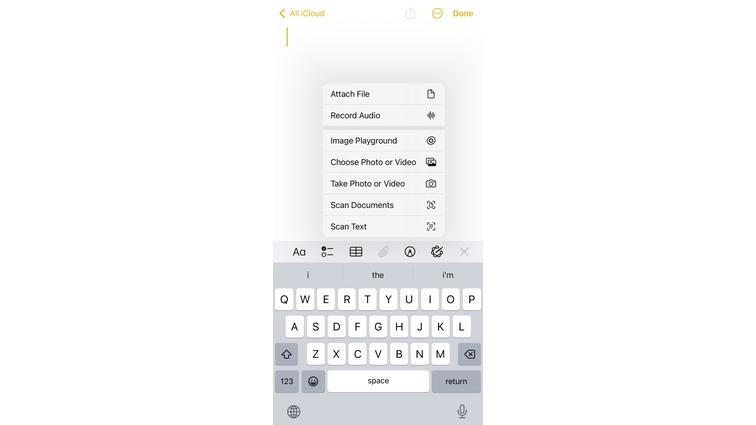 None List of tools available in iCloud, including Scan Document.