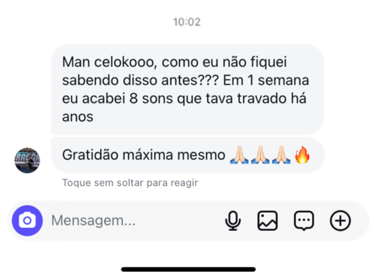 Student testimonial screenshot.