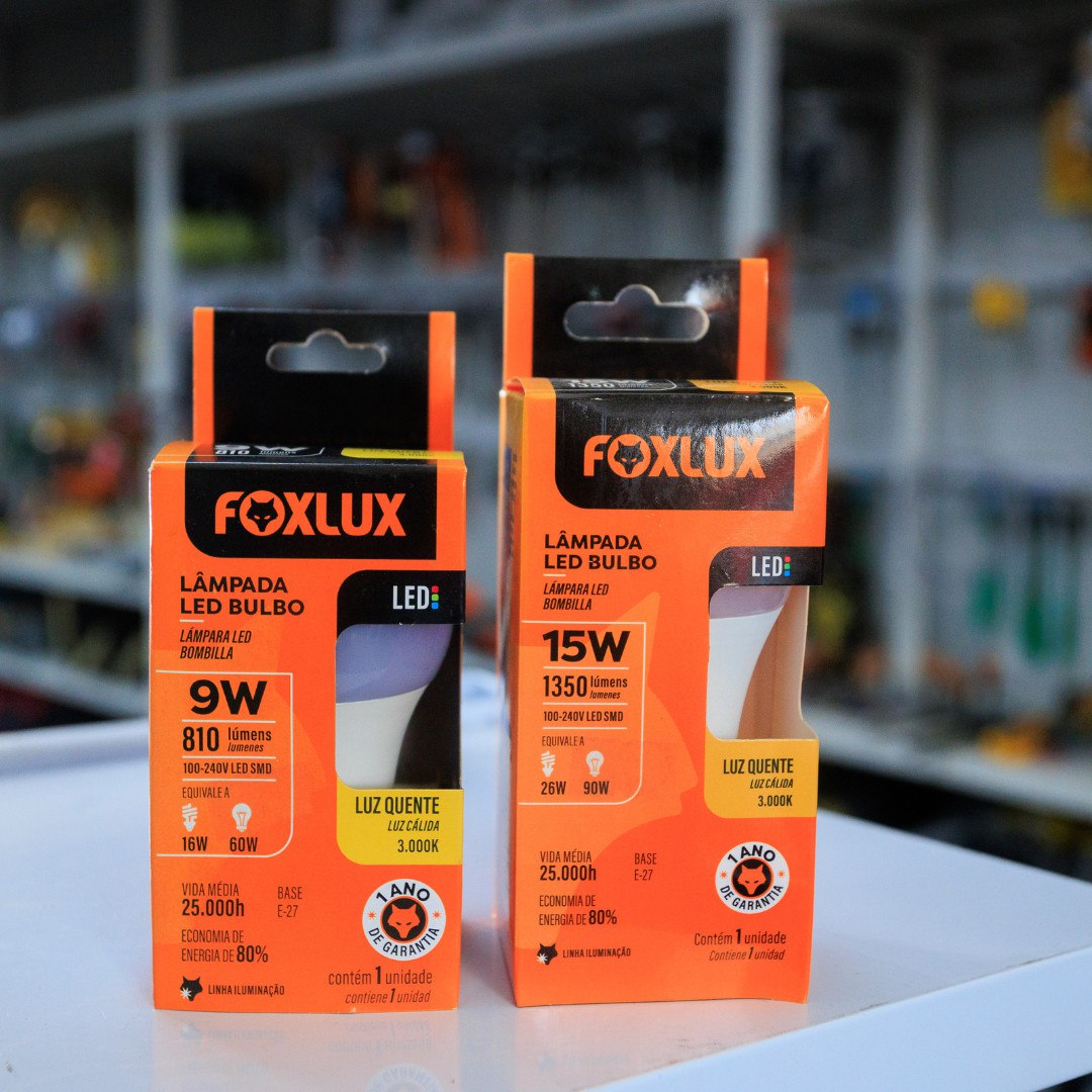 Foxlux Lâmpada LED Bulbo 9W 3000K Bivolt