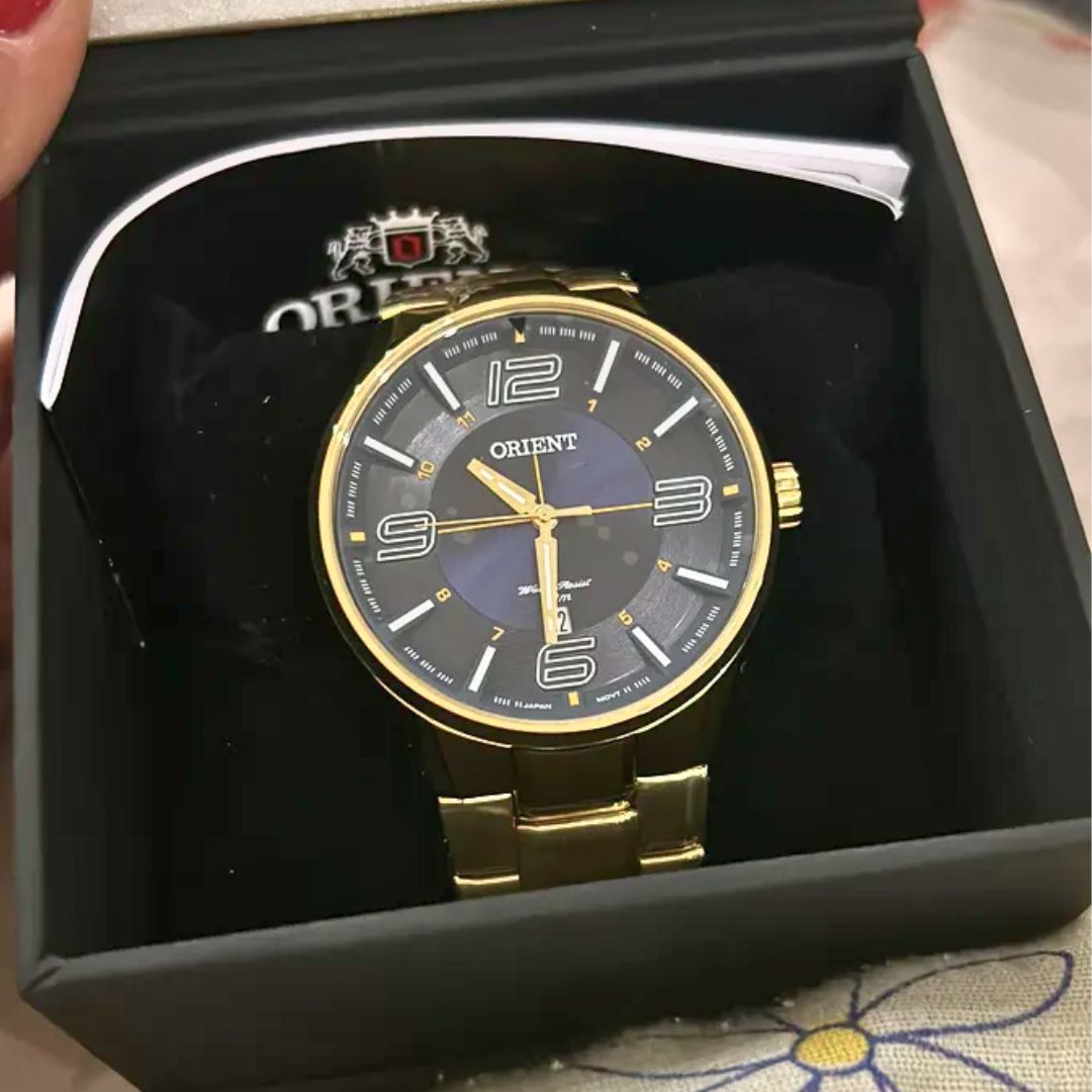 Relógio Orient Masculino Mgss1136 D2kx Azul Dourado