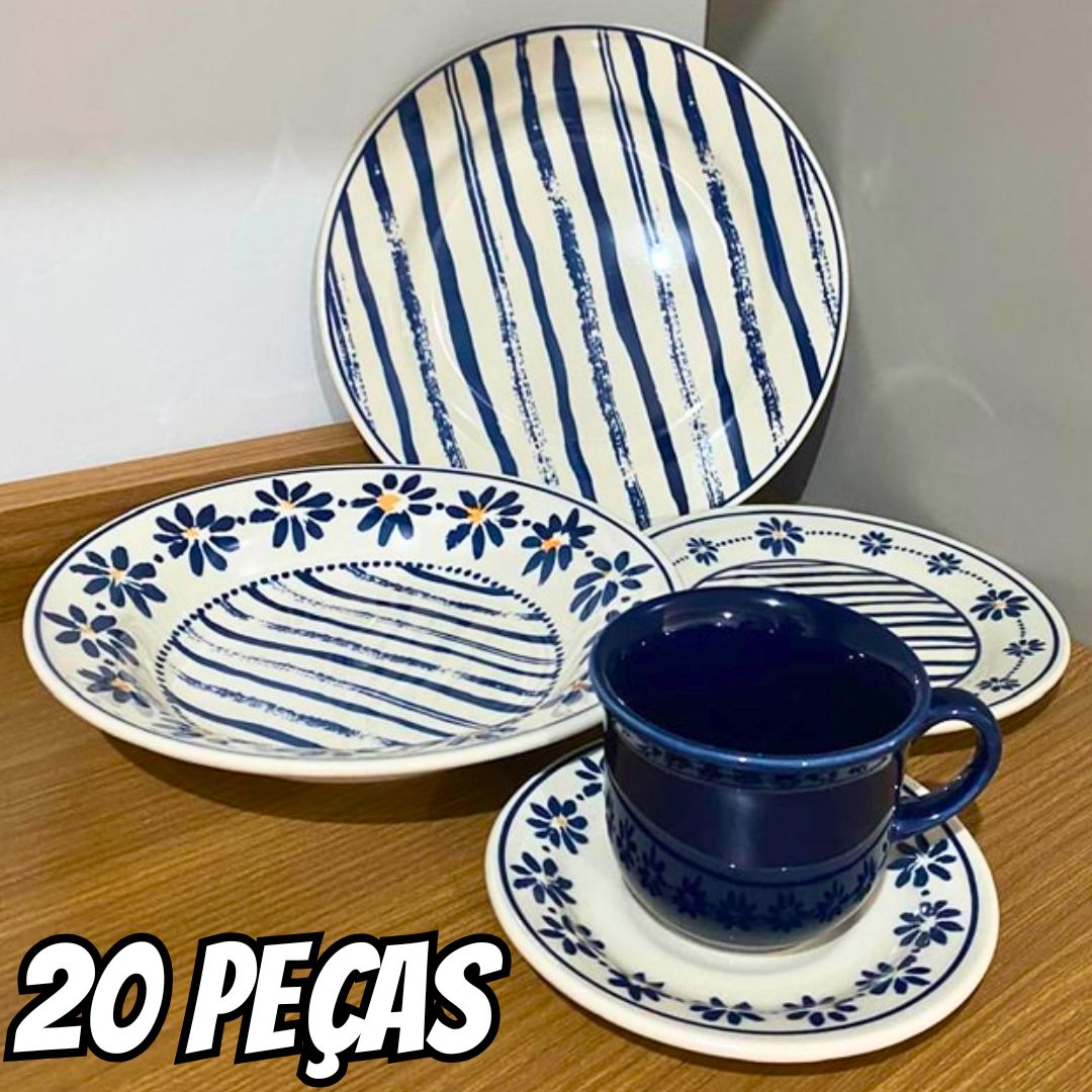 Aparelho De Jantar 20 Peças Biona Donna 24 Margaridas