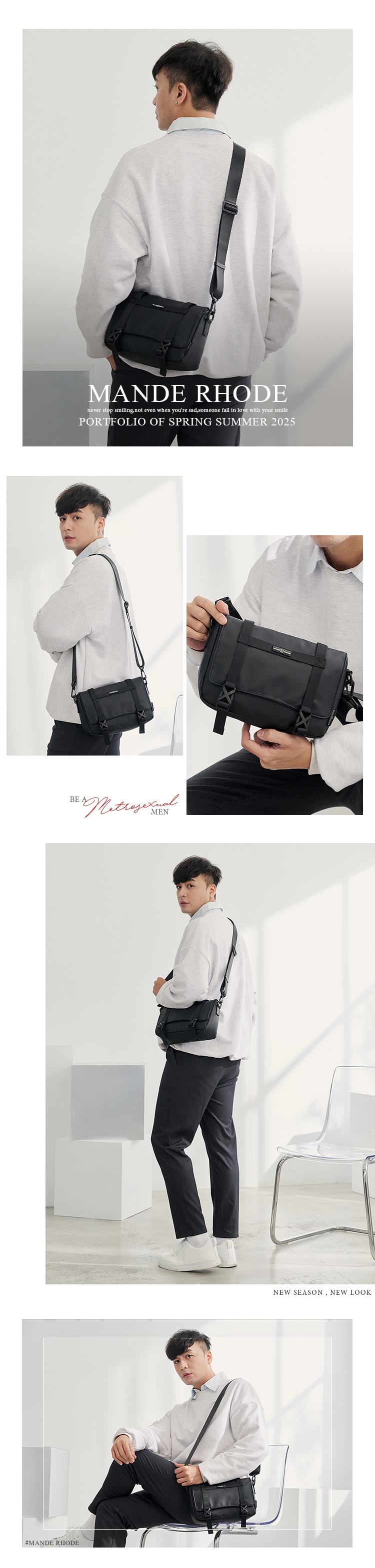 #MANDE RHODEMANDE RHODEnever stop smilingnot even when youre sadsomeone fall in love with your smilePORTFOLIO OF SPRING SUMMER 2025 MENNEW SEASON, NEW LOOK