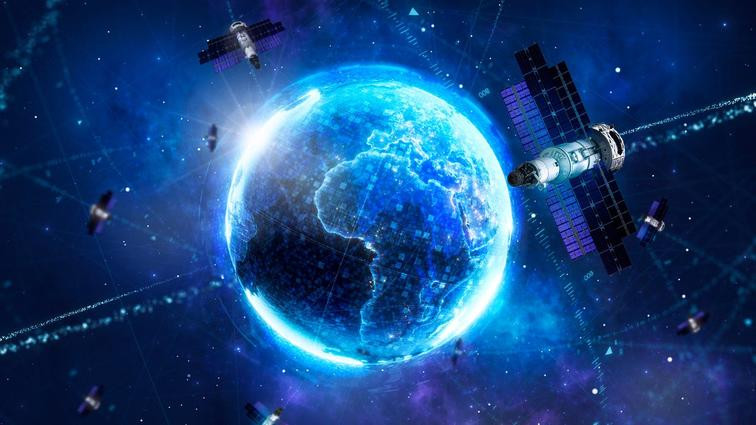 Um dish de satélite internet
