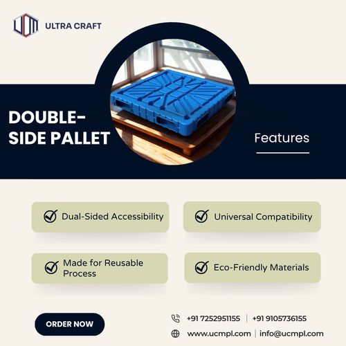 Showcasing Ultra Double-Side Pallet – engineered for heavy-duty performance with dual-side usability. Its universal double side design ensures seamless handling, while the eco-friendly, reusable build supports sustainable operations.
 ✅ Durable
 ✅ Sustainable
 ✅ Efficient
Ready to upgrade your logistics with twice the access and double the efficiency. Order now.
For any concerns, contact us: 👇
 📞 +91-7252951155 | +91-9105736155
 📧 info@ucmpl.com
 🌐 www.ucmpl.com

#Pallets #DoubleSidePallet #IndustrialSolutions #WarehouseEfficiency #ExportQuality #MaterialHandling #ReusablePallets #Logistics #HeavyDutyPallets #SmartLogistics #SupplyChainSolutions #WarehouseStorage #Ucmpl