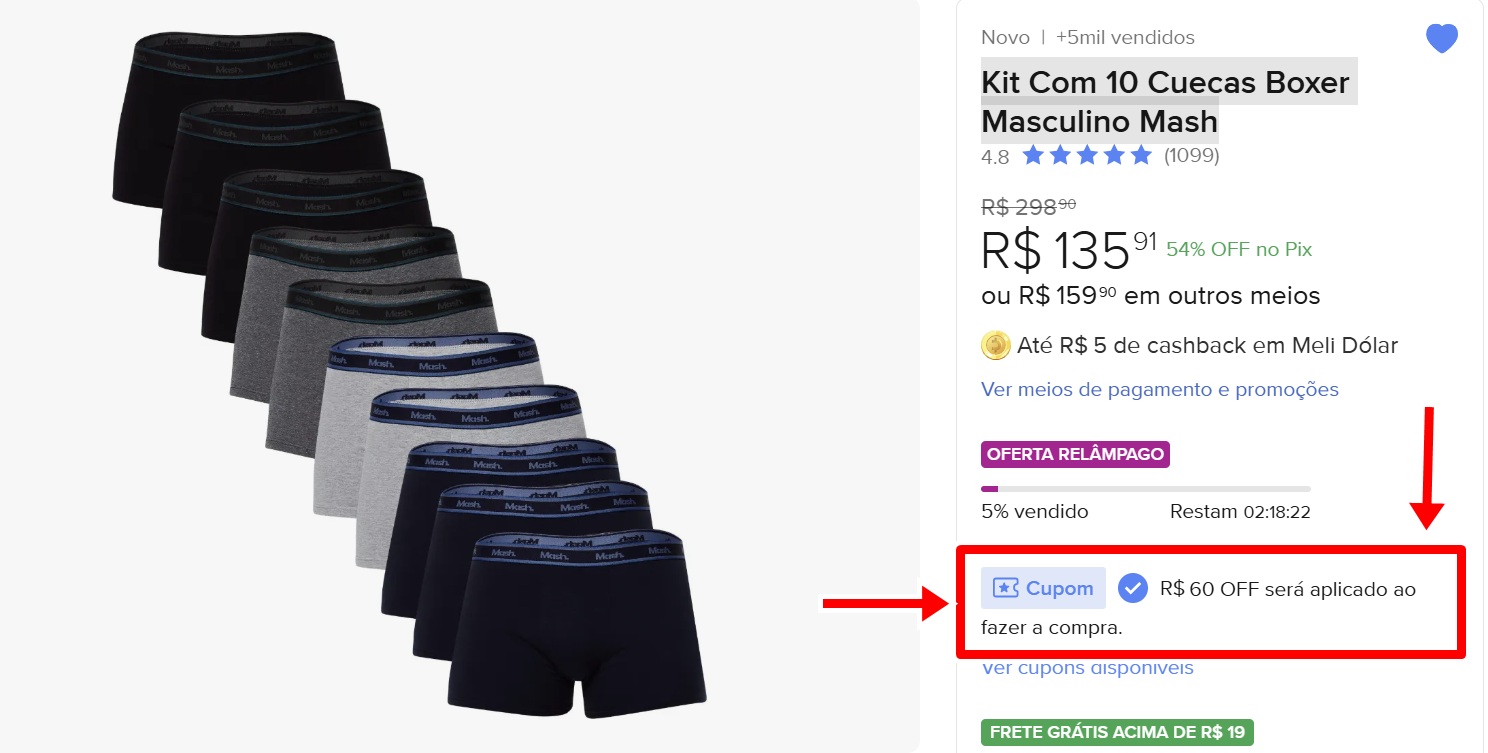 Kit Com 10 Cuecas Boxer Masculino Mash