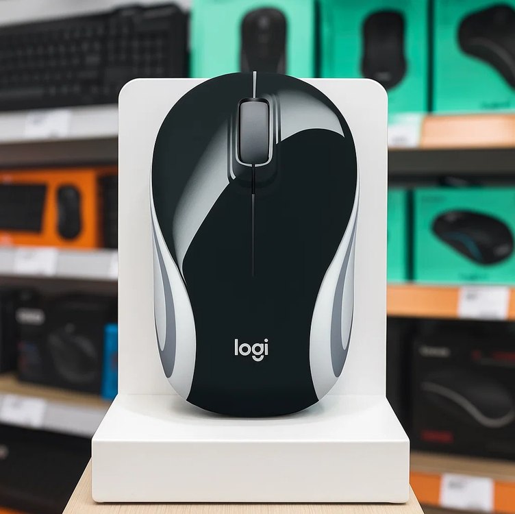 Mini Mouse sem Fio Logitech Laser 1000DPI 3 Botões – M187 Preto