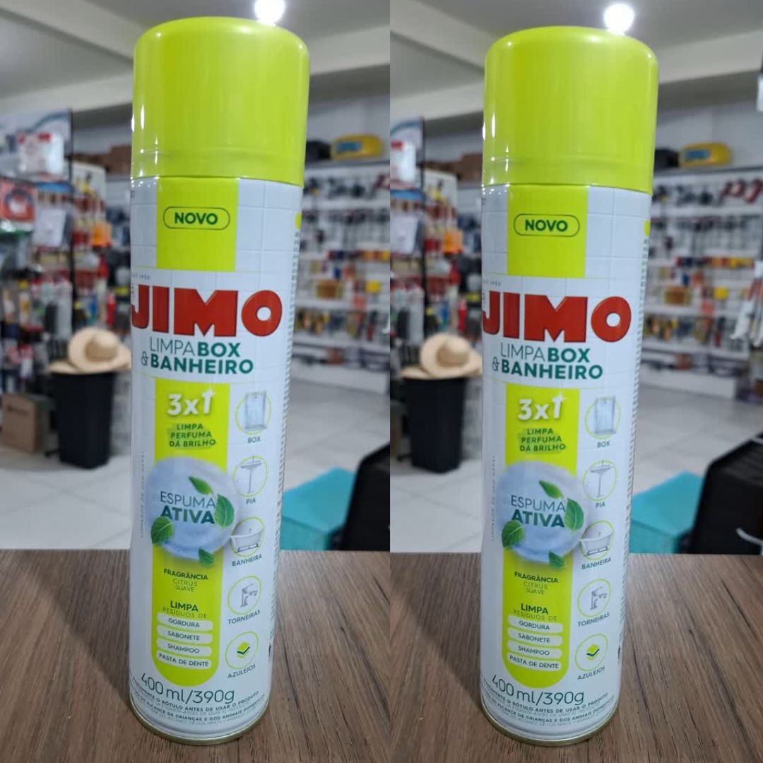 JIMO Limpa Box & Banheiro Limpa Perfuma Dá Brilho Espuma Ativa Aerossol 400ml