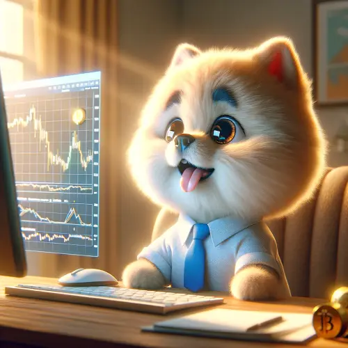 DALL·E 2025 07 24 19.07.22 In a pivotal scene of 圓仔's investment journey, the fluffy, cream colored,.webp