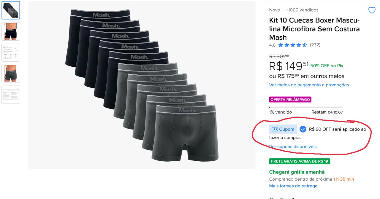 Kit 10 Cuecas Boxer Masculina Microfibra Sem Costura Mash