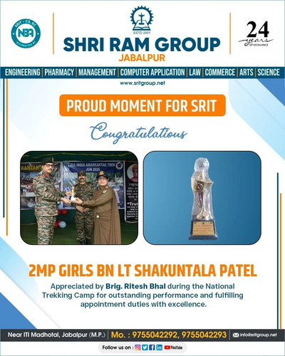 2MP Girls BN Lt. Shakuntala Patel of SRIT Jabalpur is Awarded at National Trekking Camp.jpg