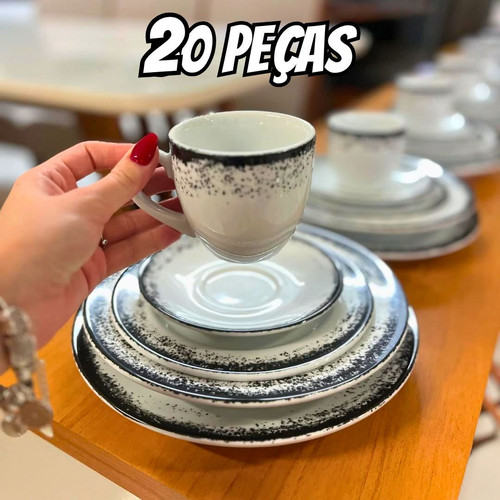 Serviço de Jantar e Chá 20 Peças em Porcelana, Decoração Névoa Verde.jpg
